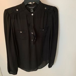 White House Black Market black silk blouse